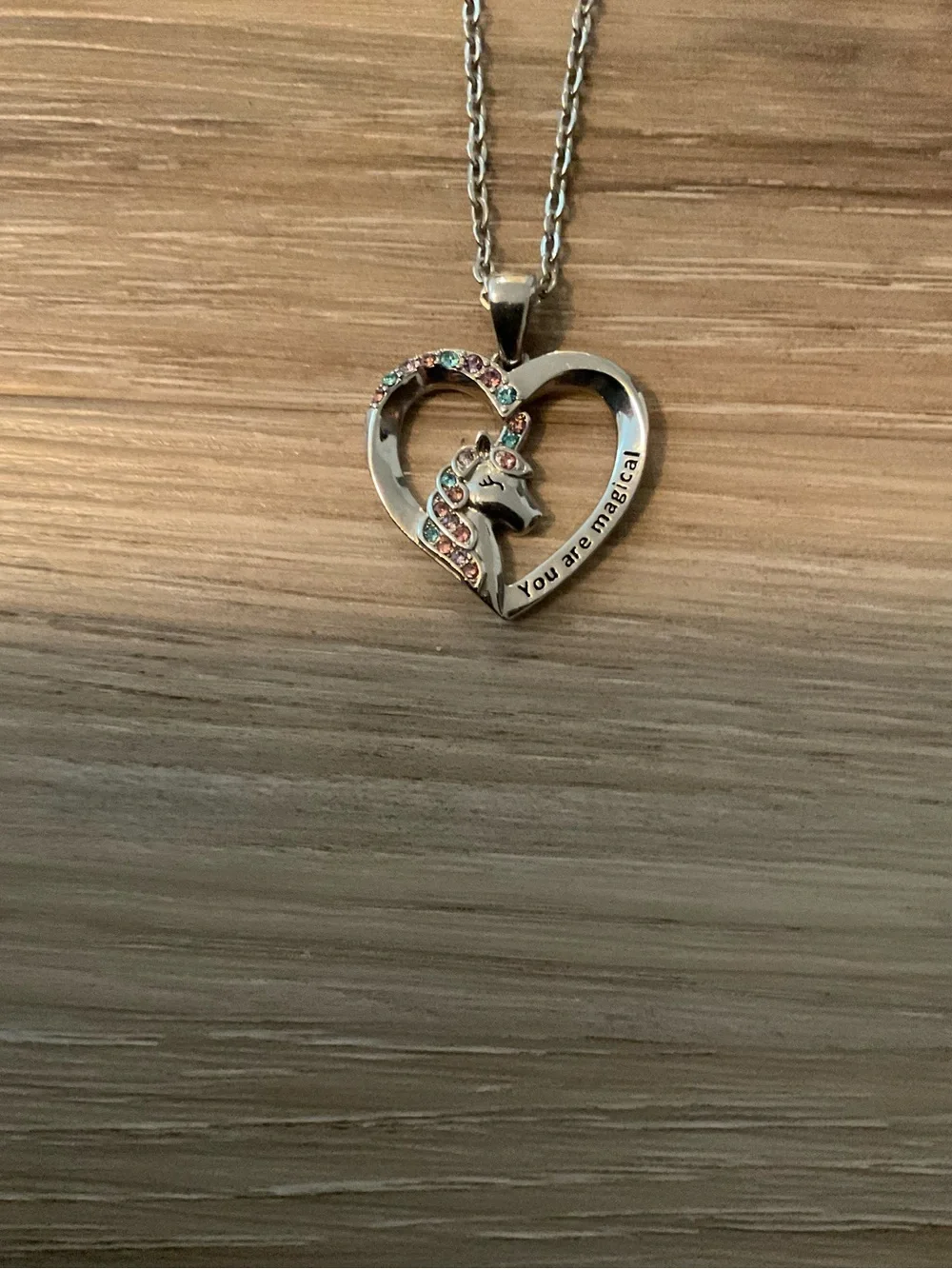 Silver Heart unicorn Necklace - Jewelry
